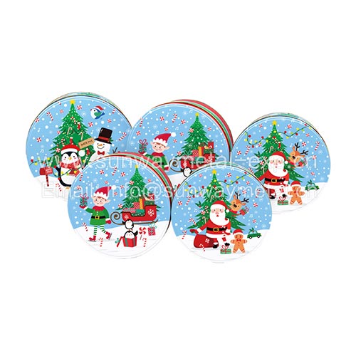  round tin set/ Christmas gift tin